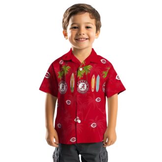 Cincinnati Reds Surfboard Palm Red Hawaiian Shirt - MLB Tropical Summer Apparel