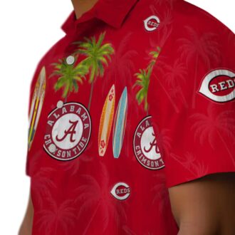 Cincinnati Reds Surfboard Palm Red Hawaiian Shirt - MLB Tropical Summer Apparel
