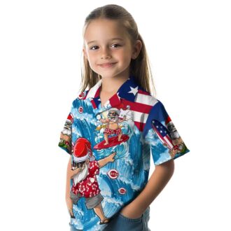Cincinnati Reds Surfing Santa Hawaiian Shirt - Blue Tropical MLB Shirt for Fans