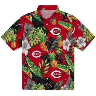 Cincinnati Reds Tropical Red Green Hawaiian Shirt - Toucan Hibiscus Pineapple Print for MLB Fans