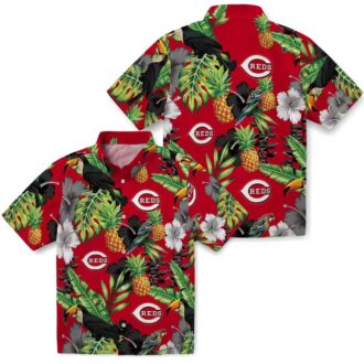 Cincinnati Reds Tropical Red Green Hawaiian Shirt - Toucan Hibiscus Pineapple Print for MLB Fans