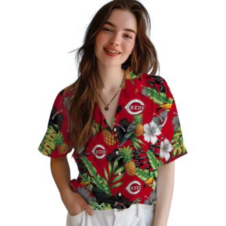 Cincinnati Reds Tropical Red Green Hawaiian Shirt - Toucan Hibiscus Pineapple Print for MLB Fans