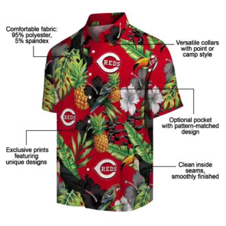 Cincinnati Reds Tropical Red Green Hawaiian Shirt - Toucan Hibiscus Pineapple Print for MLB Fans
