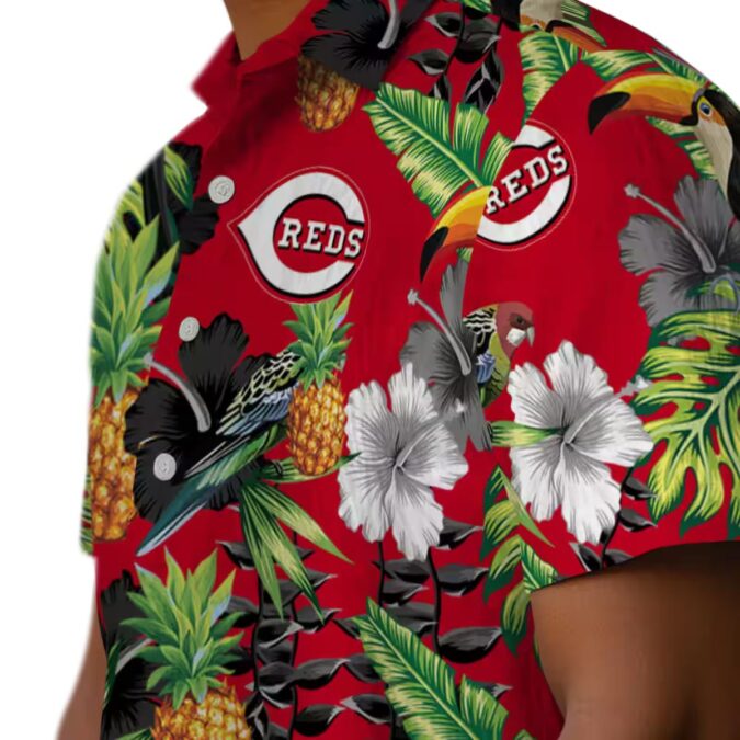 Cincinnati Reds Tropical Red Green Hawaiian Shirt - Toucan Hibiscus Pineapple Print for MLB Fans
