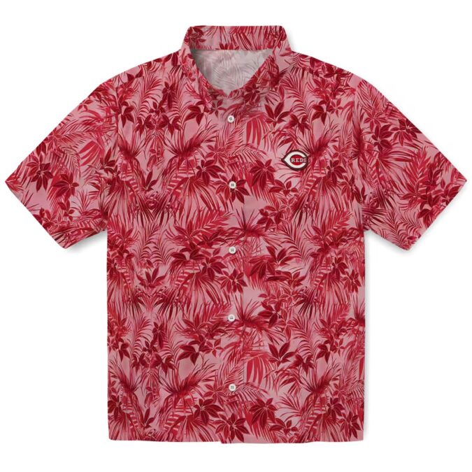 Cincinnati Reds Tropical Red Hawaiian Shirt with Leaf Pattern - Perfect MLB Summer Wear