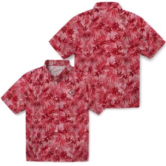 Cincinnati Reds Tropical Red Hawaiian Shirt with Leaf Pattern - Perfect MLB Summer Wear