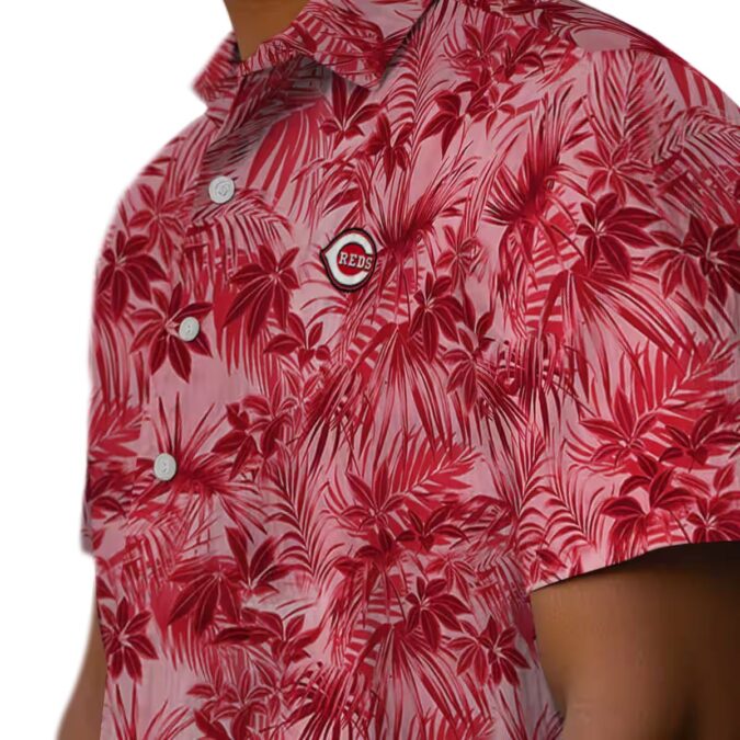 Cincinnati Reds Tropical Red Hawaiian Shirt with Leaf Pattern - Perfect MLB Summer Wear