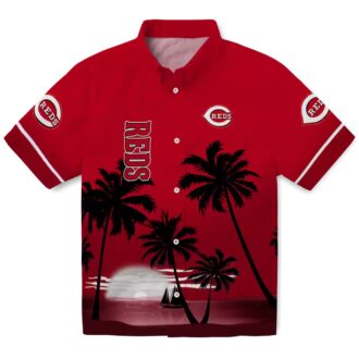 Cincinnati Reds Tropical Sunset Hawaiian Shirt - Red and Black MLB Beachwear