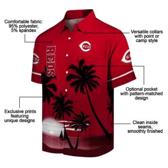 Cincinnati Reds Tropical Sunset Hawaiian Shirt - Red and Black MLB Beachwear