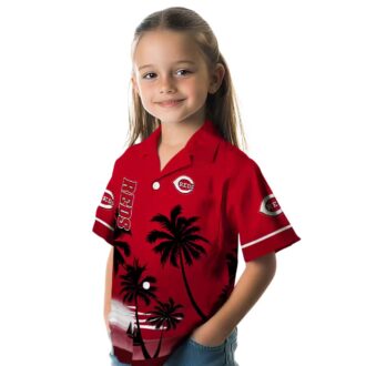 Cincinnati Reds Tropical Sunset Hawaiian Shirt - Red and Black MLB Beachwear