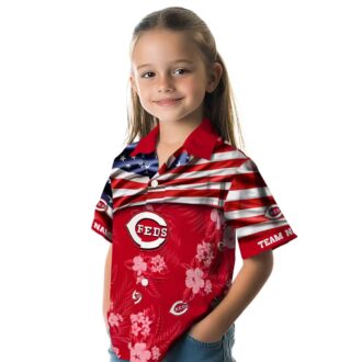 Cincinnati Reds US Flag Hawaiian Shirt with Hibiscus - Perfect Summer Fan Gear