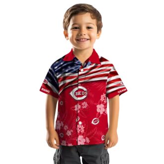 Cincinnati Reds US Flag Hawaiian Shirt with Hibiscus - Perfect Summer Fan Gear