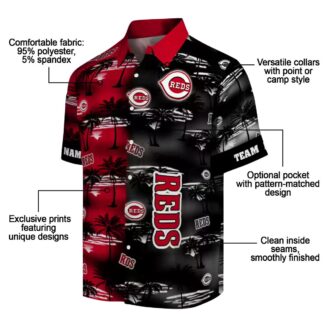 Custom Cincinnati Reds Hawaiian Short Sleeve Shirt - Palm Silhouettes Red MLB Shirt for Fans