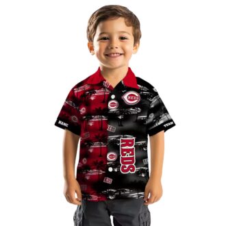 Custom Cincinnati Reds Hawaiian Short Sleeve Shirt - Palm Silhouettes Red MLB Shirt for Fans