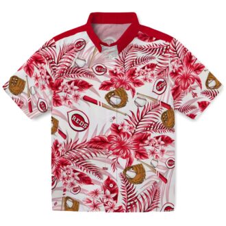 Custom Cincinnati Reds Red & White Floral Baseball Hawaiian Shirt - Tropical MLB Fan Gear
