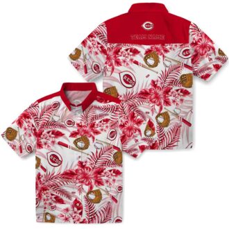 Custom Cincinnati Reds Red & White Floral Baseball Hawaiian Shirt - Tropical MLB Fan Gear