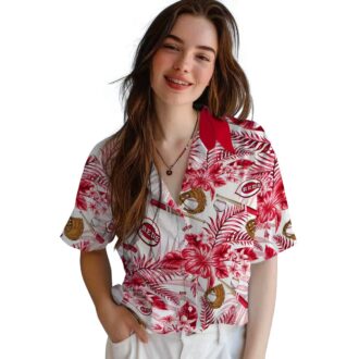 Custom Cincinnati Reds Red & White Floral Baseball Hawaiian Shirt - Tropical MLB Fan Gear