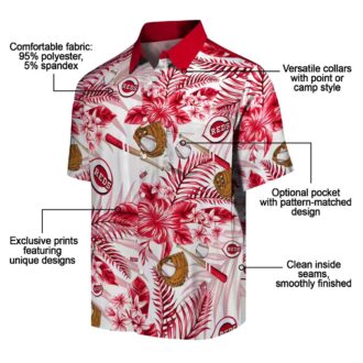 Custom Cincinnati Reds Red & White Floral Baseball Hawaiian Shirt - Tropical MLB Fan Gear