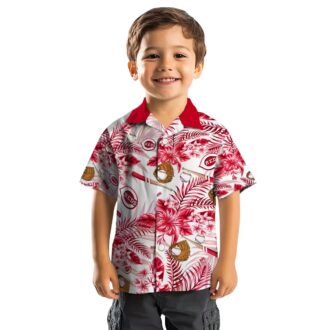 Custom Cincinnati Reds Red & White Floral Baseball Hawaiian Shirt - Tropical MLB Fan Gear