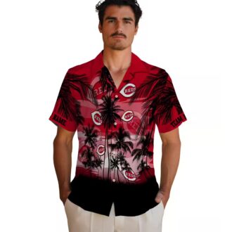 Custom Cincinnati Reds Tropical Sunset Hawaiian Shirt - Red Black MLB Fan Gear