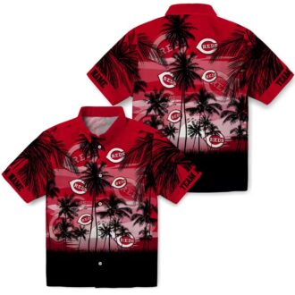 Custom Cincinnati Reds Tropical Sunset Hawaiian Shirt - Red Black MLB Fan Gear