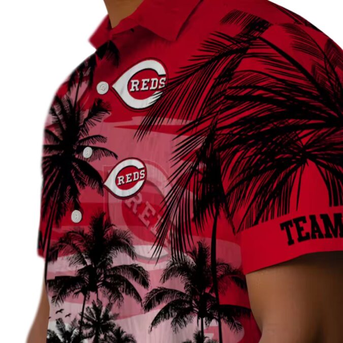 Custom Cincinnati Reds Tropical Sunset Hawaiian Shirt - Red Black MLB Fan Gear