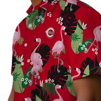 Exclusive Cincinnati Reds Flamingo Leaf Motif Hawaiian Shirt - Red MLB Fan Gear for Summer