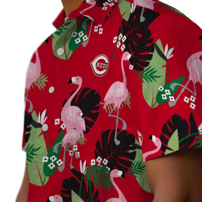Exclusive Cincinnati Reds Flamingo Leaf Motif Hawaiian Shirt - Red MLB Fan Gear for Summer