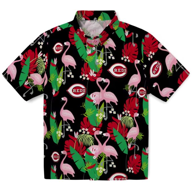 Flamingo Foliage Cincinnati Reds Hawaiian Shirt - Red & Green MLB Tropical Summer Apparel