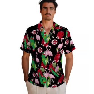 Flamingo Foliage Cincinnati Reds Hawaiian Shirt - Red & Green MLB Tropical Summer Apparel