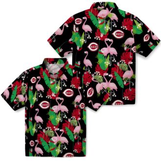 Flamingo Foliage Cincinnati Reds Hawaiian Shirt - Red & Green MLB Tropical Summer Apparel