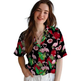 Flamingo Foliage Cincinnati Reds Hawaiian Shirt - Red & Green MLB Tropical Summer Apparel