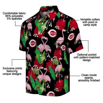 Flamingo Foliage Cincinnati Reds Hawaiian Shirt - Red & Green MLB Tropical Summer Apparel