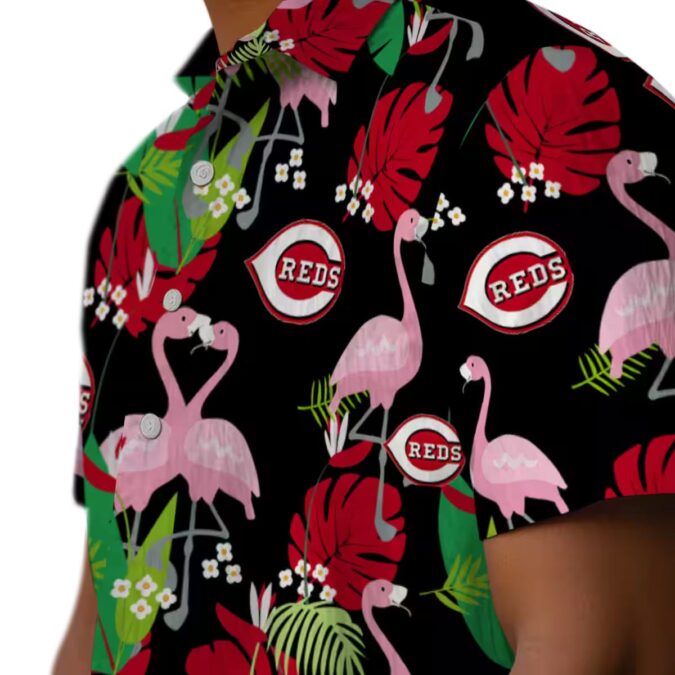 Flamingo Foliage Cincinnati Reds Hawaiian Shirt - Red & Green MLB Tropical Summer Apparel