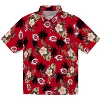 Limited Edition Cincinnati Reds Tropical Hawaiian Shirt - Red Palm Tree & Hibiscus Flower MLB Summer Gear