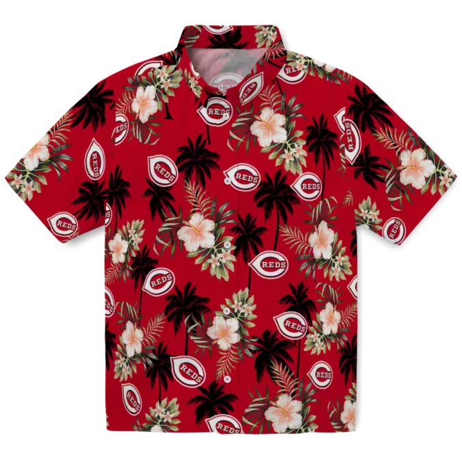 Limited Edition Cincinnati Reds Tropical Hawaiian Shirt - Red Palm Tree & Hibiscus Flower MLB Summer Gear