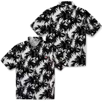 MLB Cincinnati Reds Black & White Hawaiian Shirt - Tropical Palm Design Summer Apparel