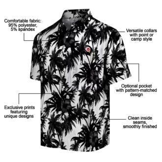 MLB Cincinnati Reds Black & White Hawaiian Shirt - Tropical Palm Design Summer Apparel