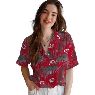 MLB Cincinnati Reds Leafy Palms Hawaiian Shirt - Perfect Summer Beach Fan Apparel