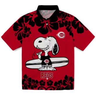 MLB Cincinnati Reds Snoopy Surf Red & White Hawaiian Shirt - Perfect Beach & Summer Wear