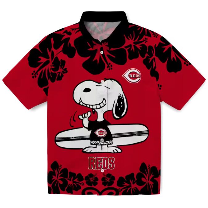 MLB Cincinnati Reds Snoopy Surf Red & White Hawaiian Shirt - Perfect Beach & Summer Wear