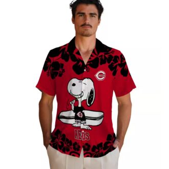 MLB Cincinnati Reds Snoopy Surf Red & White Hawaiian Shirt - Perfect Beach & Summer Wear