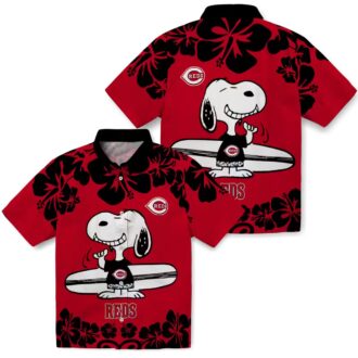 MLB Cincinnati Reds Snoopy Surf Red & White Hawaiian Shirt - Perfect Beach & Summer Wear