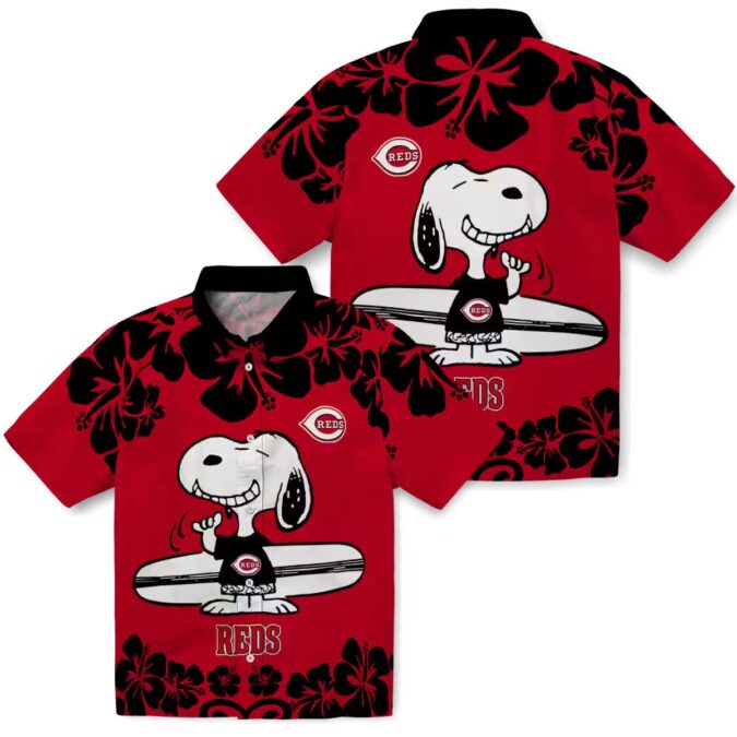 MLB Cincinnati Reds Snoopy Surf Red & White Hawaiian Shirt - Perfect Beach & Summer Wear