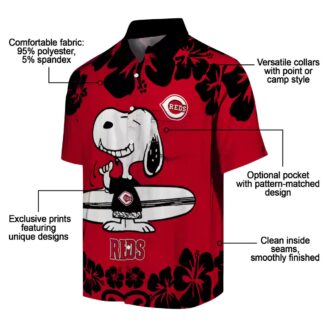 MLB Cincinnati Reds Snoopy Surf Red & White Hawaiian Shirt - Perfect Beach & Summer Wear