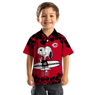 MLB Cincinnati Reds Snoopy Surf Red & White Hawaiian Shirt - Perfect Beach & Summer Wear
