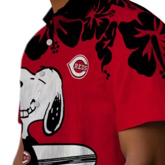MLB Cincinnati Reds Snoopy Surf Red & White Hawaiian Shirt - Perfect Beach & Summer Wear