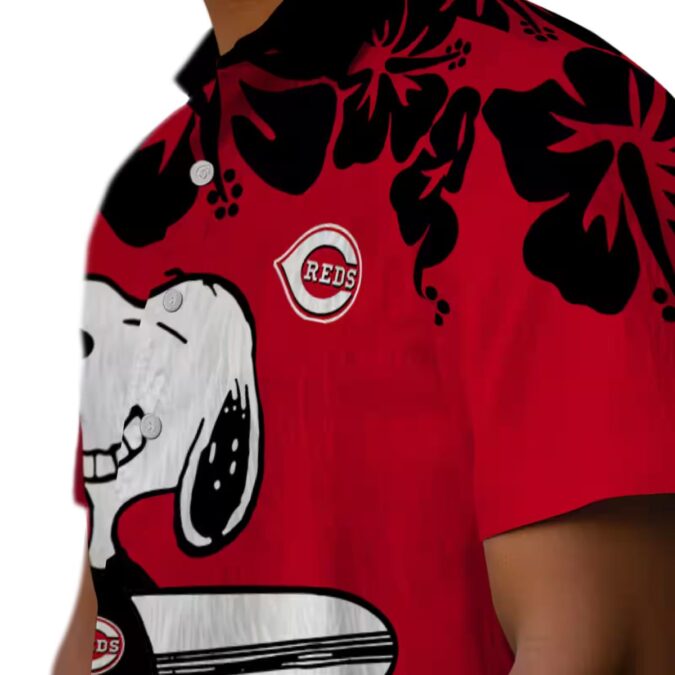MLB Cincinnati Reds Snoopy Surf Red & White Hawaiian Shirt - Perfect Beach & Summer Wear