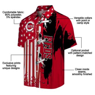 MLB Cincinnati Reds Stitched Flag Red Hawaiian Shirt - Tropical Aloha Design