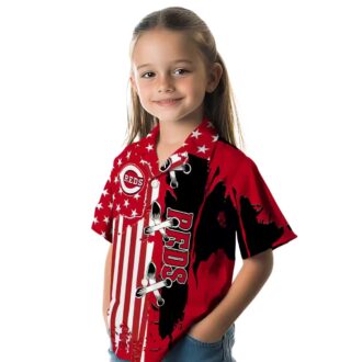 MLB Cincinnati Reds Stitched Flag Red Hawaiian Shirt - Tropical Aloha Design